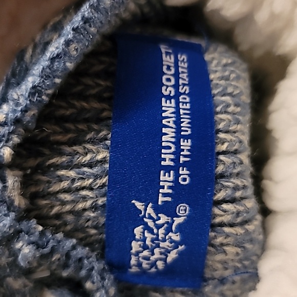 The Humane Society doggie hooded sweater knit stripe wooly fleece lining M - Picture 7 of 8